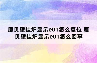 厦贝壁挂炉显示e01怎么复位 厦贝壁挂炉显示e01怎么回事